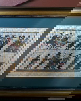 PAPIRUS EGIPTEAN ORIGINAL VECHI DE APROX.50 DE ANI LUCRAT CU FOITA DE AUR