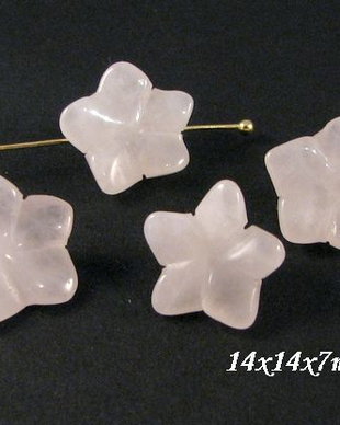 9221 # (10buc) Cuart roz pal, floare/stea, 14x14x7mm
