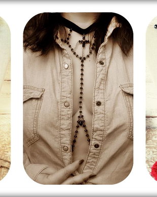 Choker tip Body Chains cu un ciucure rosu la inchizatoare