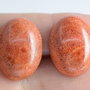 9270 - (2buc) Cabochon, coral poros, rosu caramiziu, 20x15x7mm
