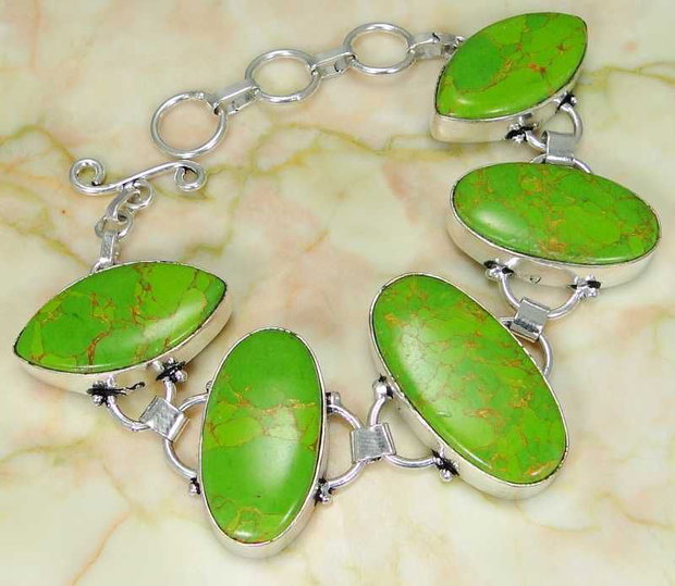 Bratara green cooper turquoise