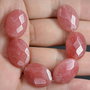 9262 - (6buc) Cuart volcano cherry, oval, fatetat, 19x13x6mm