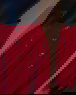 FUSTA BAVAREZA STOFA LANA FIARTA ROSU