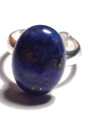 Inel delicat din Argint 925 si Lapis lazuli oval - IN338 - Inel albastru denim, inel romantic, inel pietre semipretioase, inel reglabil