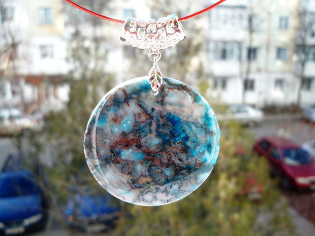 Pandantiv  blue crazy lace agata