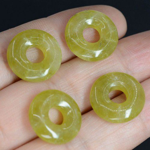 9242 - (4buc) Jad olive, donut, 16mm