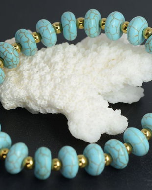 9272 - Mix, howlit bleu turcoaz, rondele 10x5mm