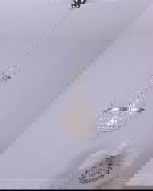 LAMPA DIN ALAMA MASIVA ARGINTATA CU CRISTALE