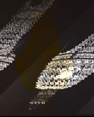 LAMPA DIN ALAMA MASIVA ARGINTATA CU CRISTALE