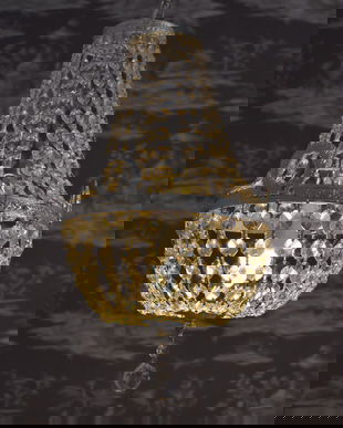 LAMPA DIN ALAMA MASIVA ARGINTATA CU CRISTALE