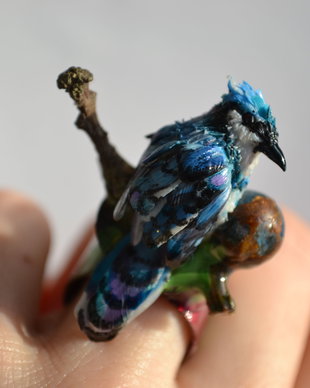 REZERVAT!!! Blue Jay - Treasure Keepers Collection, Inel reglabil unicat