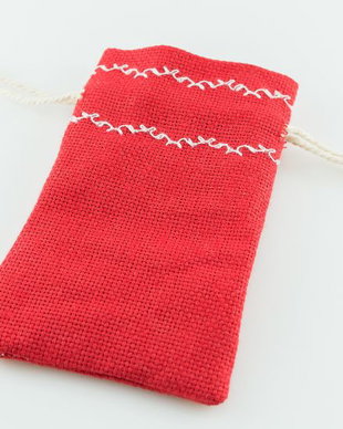 Saculeti material textil, cusatura decorativa, 10.5x4.5cm