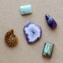 Mix 5 cabochoane semipretioase - Amonit,  Ametist,  Amazonit, Labradorit, Madagascar druzy