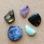 Mix 5 cabochoane semipretioase - Amazonit, Agat, Ametist, Labradorit, Jasper oceanic