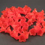 9332 - (60buc) Margele, acril, frosted, flori clopotei, rosu, 13x10mm