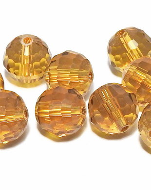 Cristale din sticla, rotunde, 12 mm, fatetate, maro