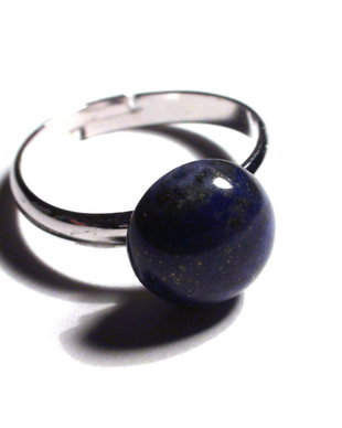 Inel delicat din Argint 925 si Lapis lazuli rotund - IN346 - Inel albastru denim, inel romantic, inel pietre semipretioase, inel reglabil