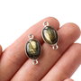 Set 2 buc conectoare labradorit flashy golden in rama simpla argintat