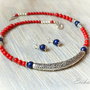 Set - coral rosu cu lapis lazuli