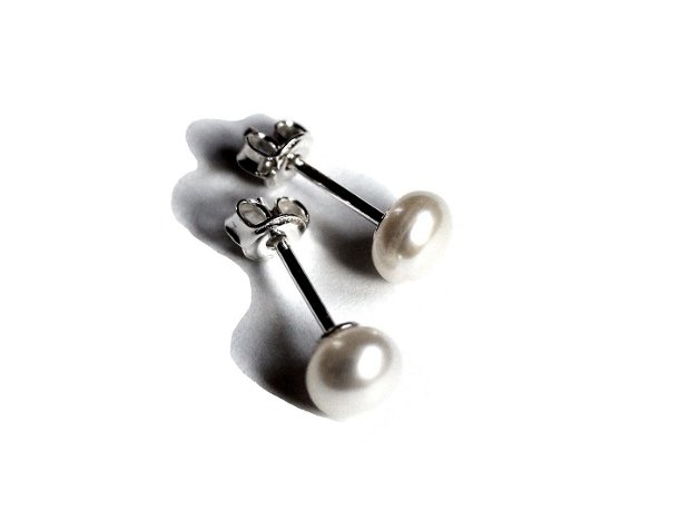 Pandantiv delicat si cercei din Argint 925 si Perle de cultura  PA347, CE347 - Cadou romantic, cercei delicati, colier perle albe, cercei perle albe, cadou pentru ea, bijuterii mireasa, colier mireasa