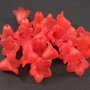 9333 - (24buc) Margele, acril, frosted, flori clopotei, rosu, 16x12mm
