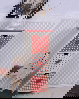 COMODA NOSTALGICA ALBA CU ROSU