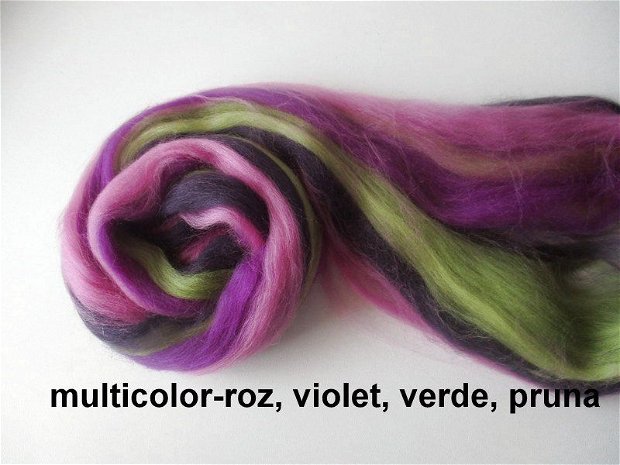 lana merinos-tonuri de roz,violet, verde,pruna -50g