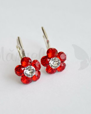 Swarovski chaton pentru micutele printese - Rosu si alb