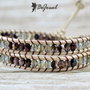 Bratara wrap cu snur de piele si cristale ''Peony''