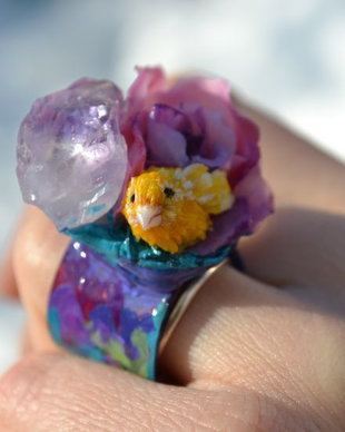 Quartz Canary - Inel reglabil din colectia Treasure Keepers