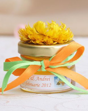Marturii botez borcanele, Marturii rustice, Marturii borcanele miere floricele, Marturii botez miere, Cadouri pentru invitati