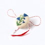 Martisor cu broderie manuala-flori de camp, pe panza taraneasca