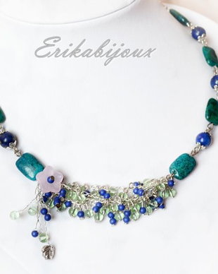 Colier chrysocolla-lapis lazuli
