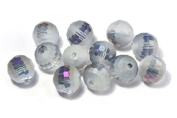 Cristale din sticla, rotunde, 10 mm, AB, fatetate, semifrosted, MediumPurple