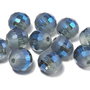 Cristale din sticla, rotunde, 10 mm, AB, fatetate, semifrosted, MarineBlue