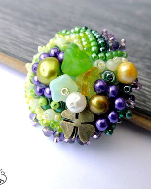 REZERVAT - Brosa Buchet de flori - verde