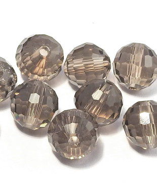 Cristale din sticla, rotunde, 8 mm, fatetate, gri