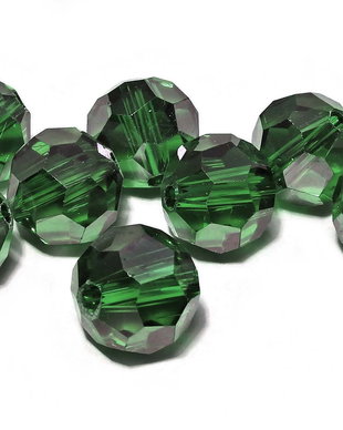 Cristale din sticla, rotunde, 8 mm, electro, verde inchis