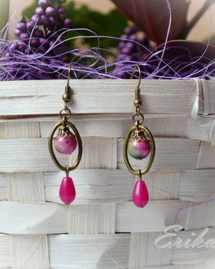 Cercei pink jade