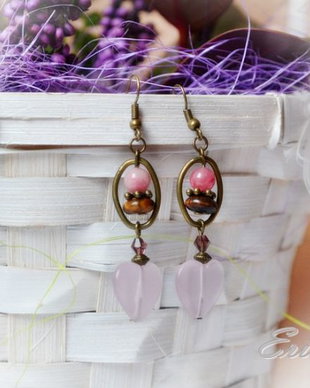 Cercei pink hearts