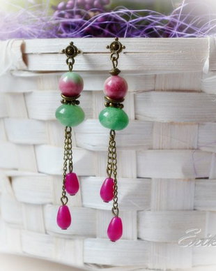 Cercei green &fucsia
