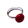 Inel delicat din Argint 925 si Coral rosu rotund – IN349 – Inel rosu, inel romantic, inel pietre semipretioase, inel reglabil, cadou pentru ea