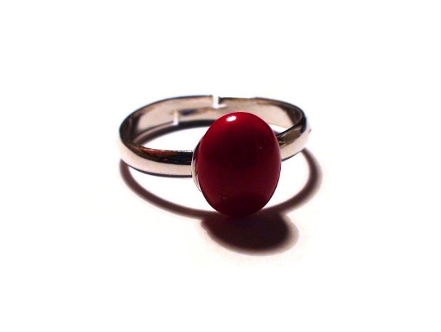 Inel delicat si cercei cu surub din Argint 925 si Coral rosu oval - IN350, CE350 - Inel rosu, inel romantic, inel pietre semipretioase, inel reglabil, cadou pentru ea, cadou romantic, cercei rosii