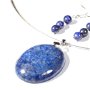 Pandantiv si cercei din Argint 925 si Lapis lazuli - PA023.1, CE023.1 - colier pietre semipretioase, colier albastru, cadou romantic, cadou pentru ea