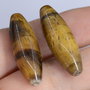 9252 - (2buc) Ochi de tigru, maro, 30x10mm