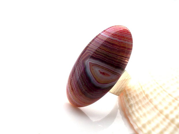 Inel cabochon oval dragon veins agate3