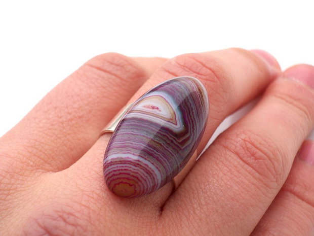 Inel cabochon oval dragon veins agate3
