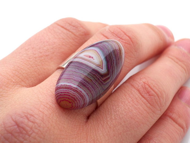 Inel cabochon oval dragon veins agate3