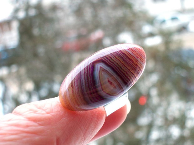 Inel cabochon oval dragon veins agate3