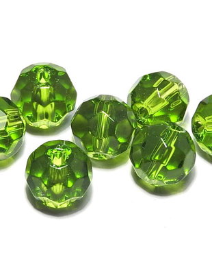 Cristale din sticla, rotunde, 8 mm, verde olive